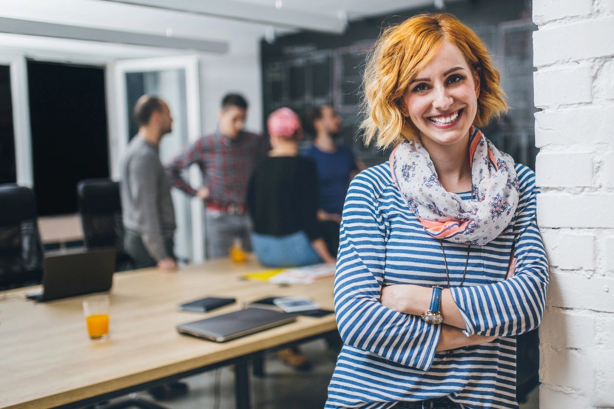 Smiling woman in office setting
