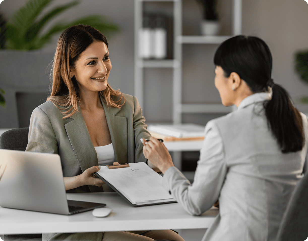 Women collaborating in office setting